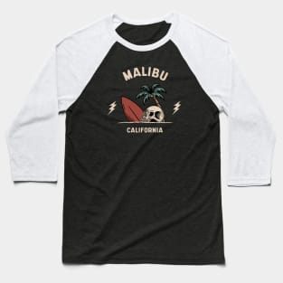 Vintage Surfing Malibu, California Baseball T-Shirt